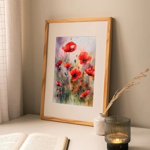 Red Poppy Watercolor Art Print Floral Artwork Flowers Watercolor Art - Etsy