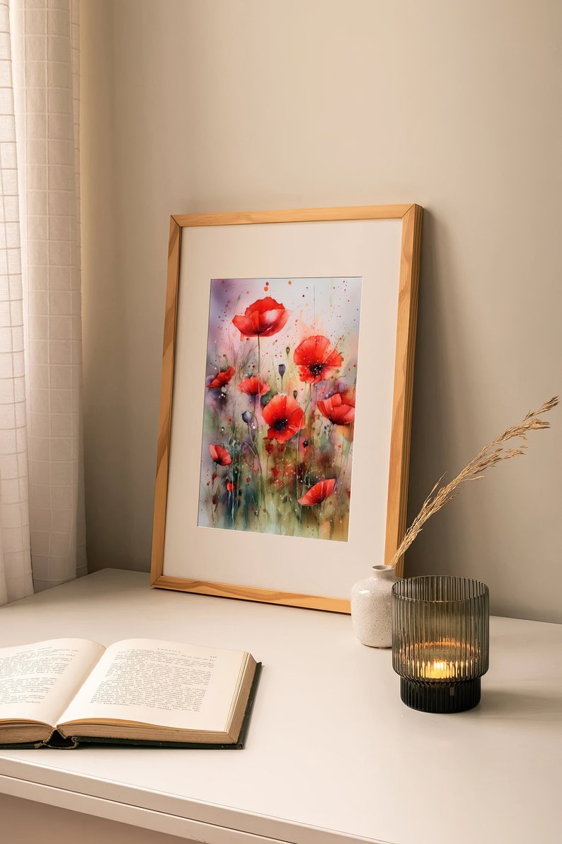 Red Poppy Watercolor Art Print Floral Artwork Flowers Watercolor Art - Etsy