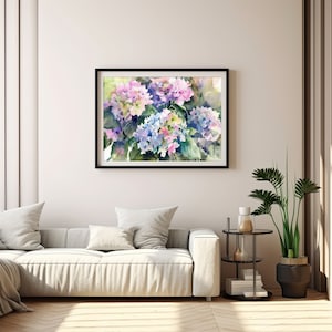 Hydrangea Watercolor Art Print Floral Painting Spring Decor for Home Rustic Wall Art Gifts for Her by FeelingPrints image 3
