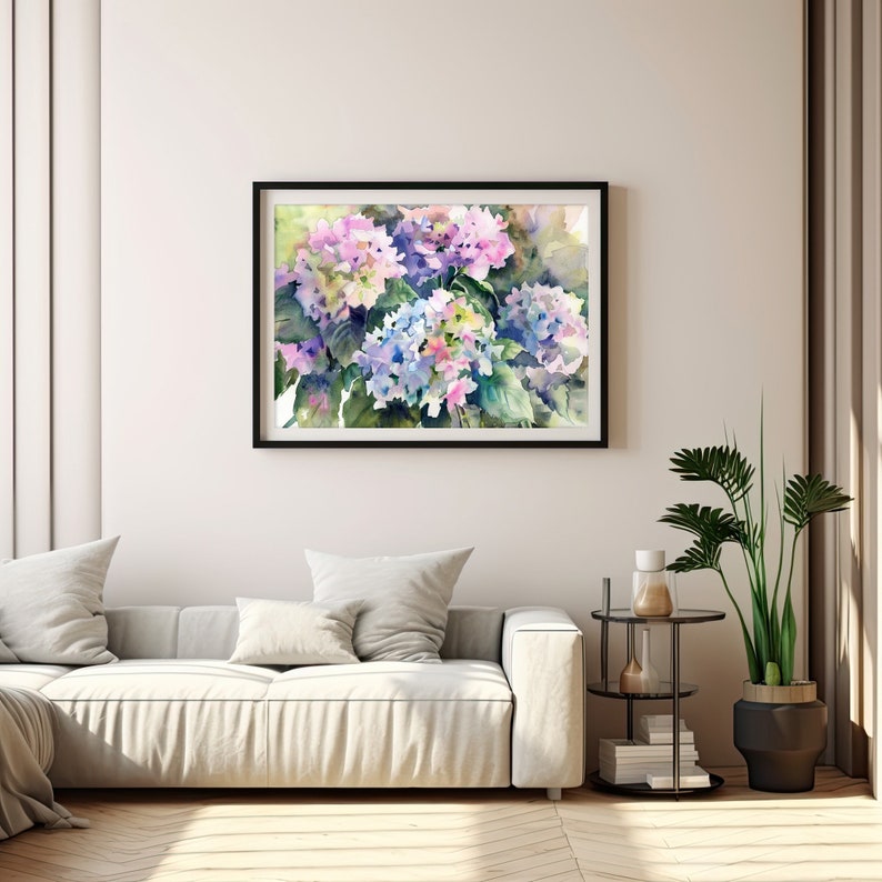 Hydrangea Watercolor Art Print Floral Painting Spring Decor for Home Rustic Wall Art Gifts for Her by FeelingPrints image 3