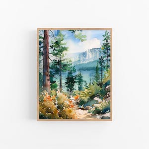 Rocky Mountains Landscape Watercolor Painting Colorado Pine Forest Watercolor Art Print Landscape Wall Art Gifts by FeelingPrints