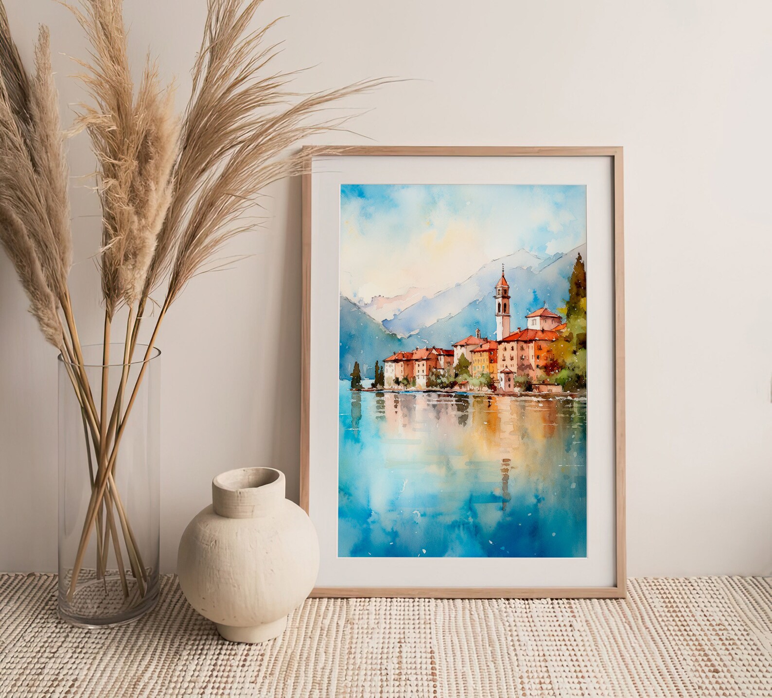 Lake Como Watercolor Painting Italy Travel Art Print Cityscape Artwork ...