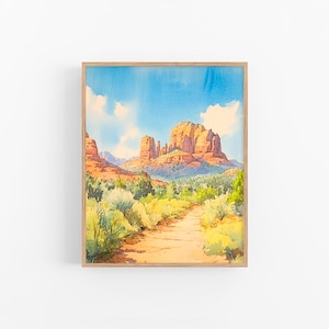 Sedona Landscape Watercolor Painting Arizona Landscape Watercolor Art Print Travel Gifts by FeelingPrints