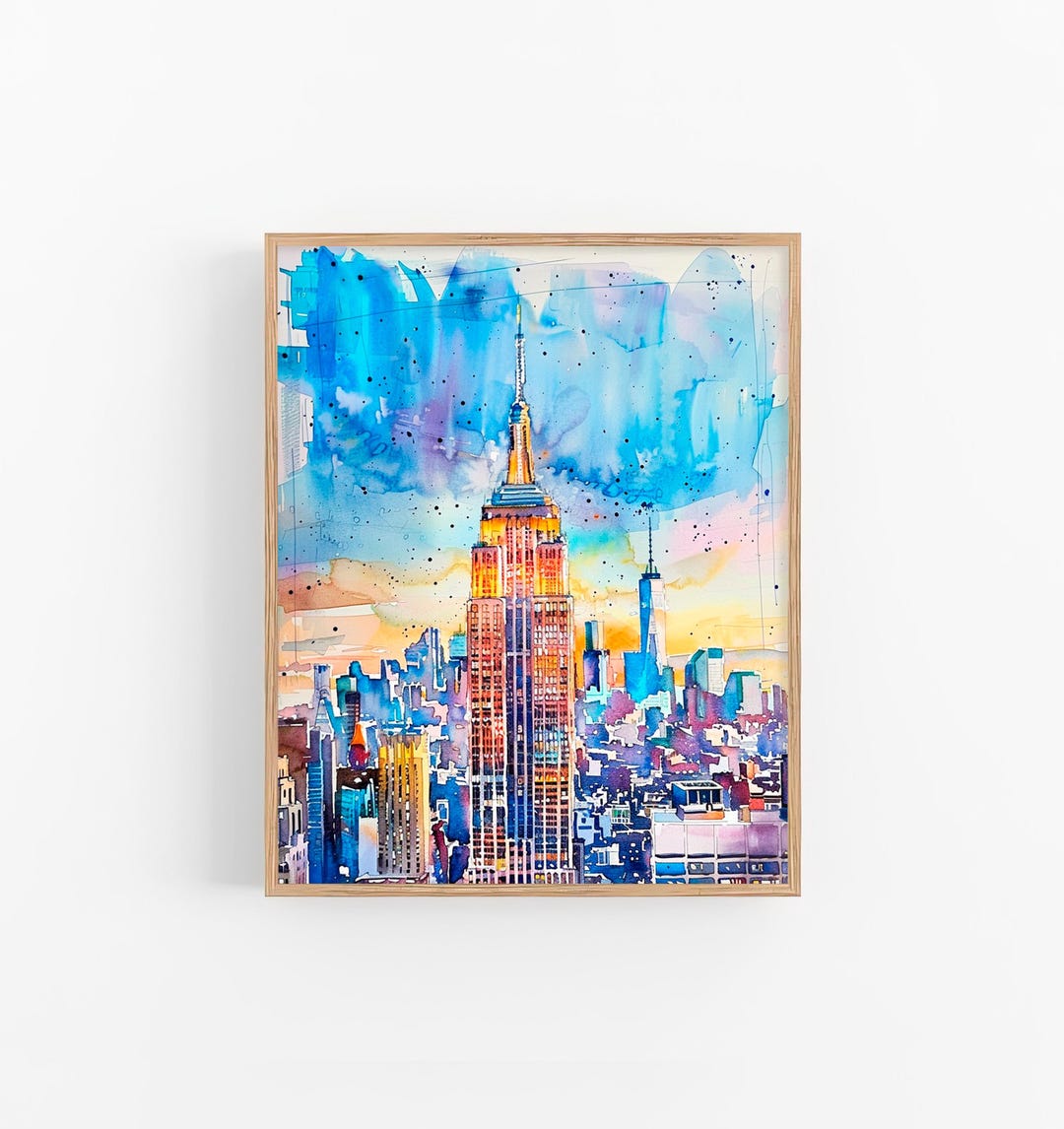New York Watercolor Art Print Empire State Building Watercolor Painting ...