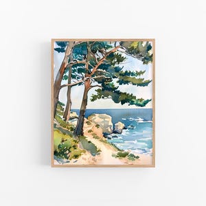 Monterey Watercolor Art Print California Landscape Watercolor Painting Travel Gifts by FeelingPrints