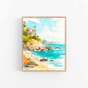 Laguna Beach Watercolor Art Print California Wall Art Decor Travel Gift by FeelingPrints
