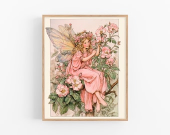 Wild Cherry Blossom Tree Flower Fairy Vintage Print CICELY MARY