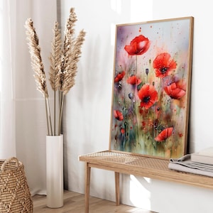 Red Poppy Watercolor Art Print Floral Artwork Flowers Watercolor Art - Etsy