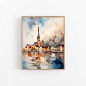 ストックホルム 絵画 スウェーデン 水彩画 アートプリント 都市景観 旅行 アートポスター