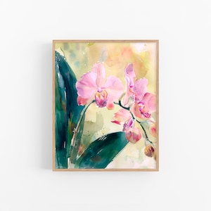 Pink Orchid Painting Flowers Watercolor Print Floral Artwork Orchid Flowers Wall Art Decor Father's Day Gifts by FeelingPrints