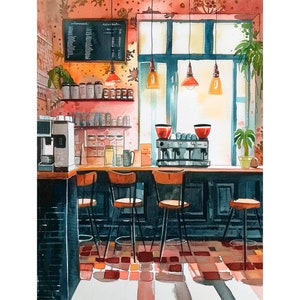 Cafe aquarel Art Print koffie aquarel kunst Kithen artwork decor van FeelingPrints
