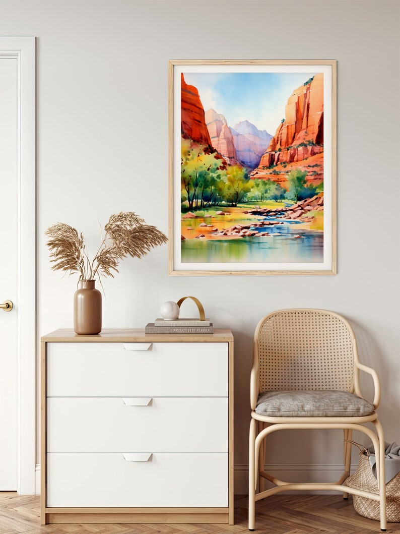 Zion National Park Watercolor Painting Utah Art Print Watercolor