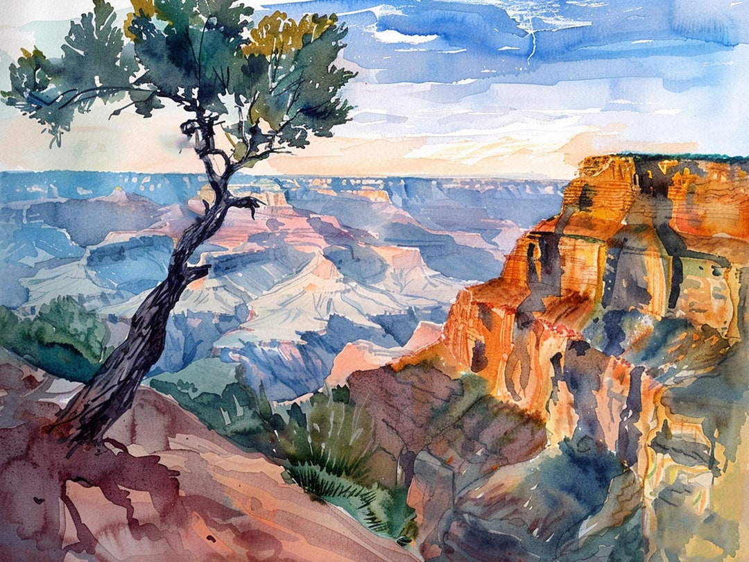 Grand Canyon Painting Arizona Landscape Watercolor Art Print National ...