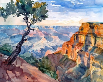 Grand Canyon Gemälde Arizona Landschaft Aquarell Kunstdruck Nationalpark Kunstwerk Reisekunst Poster von FeelingPrints