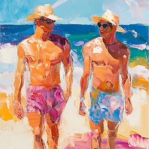 Male Bodies Canvas Print Gay Art Print Men&#39;s Oil Print Gifts for him by FeelingPrints