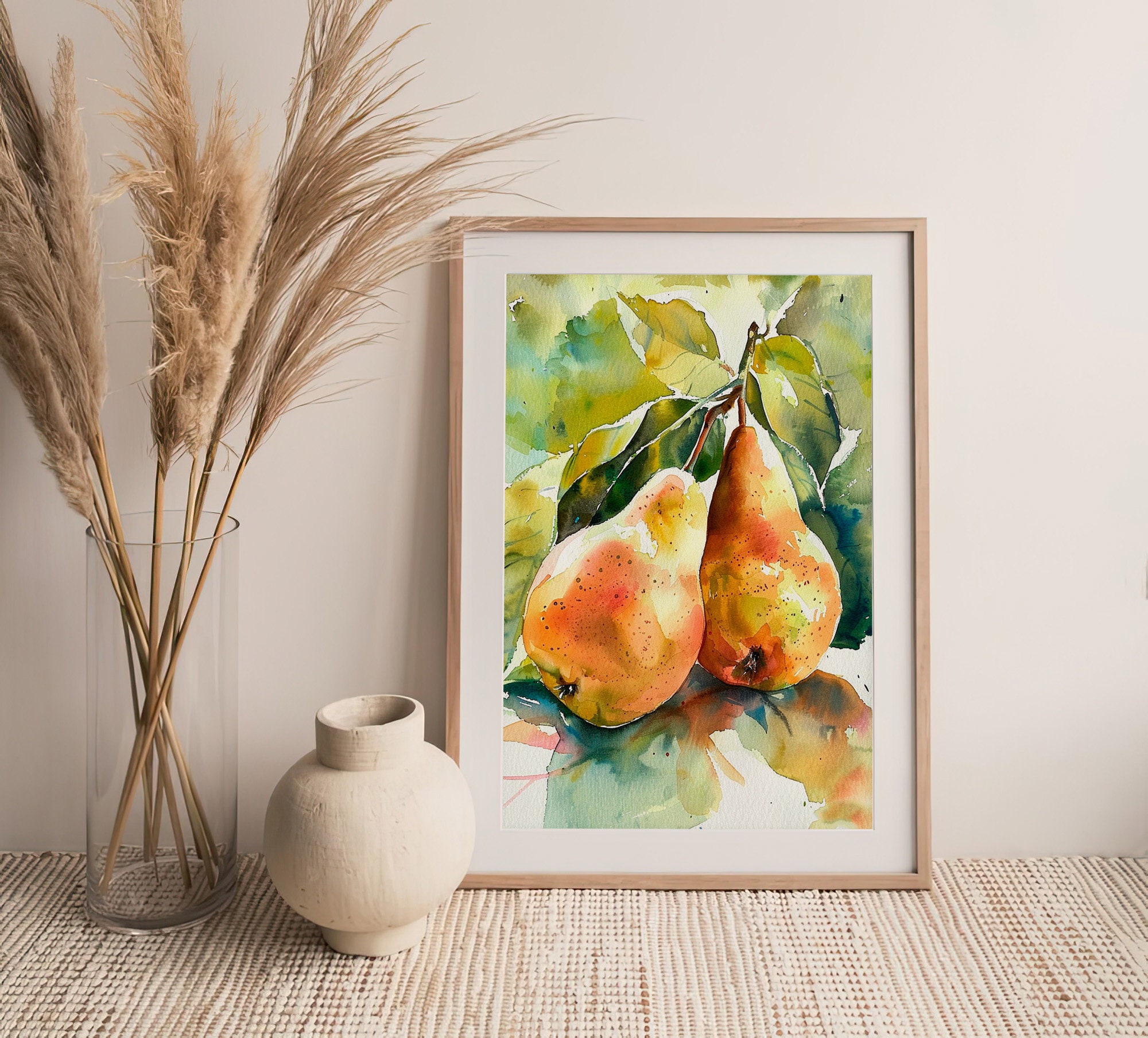 FeelingPrintsの洋梨の水彩画アートプリント フルーツアートワーク