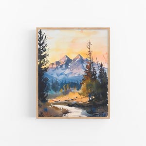 Colorado Landscape Watercolor Art Print Pine Trees Art Print Mountains Landscape Wall Art Decor Gifts by FeelingPrints