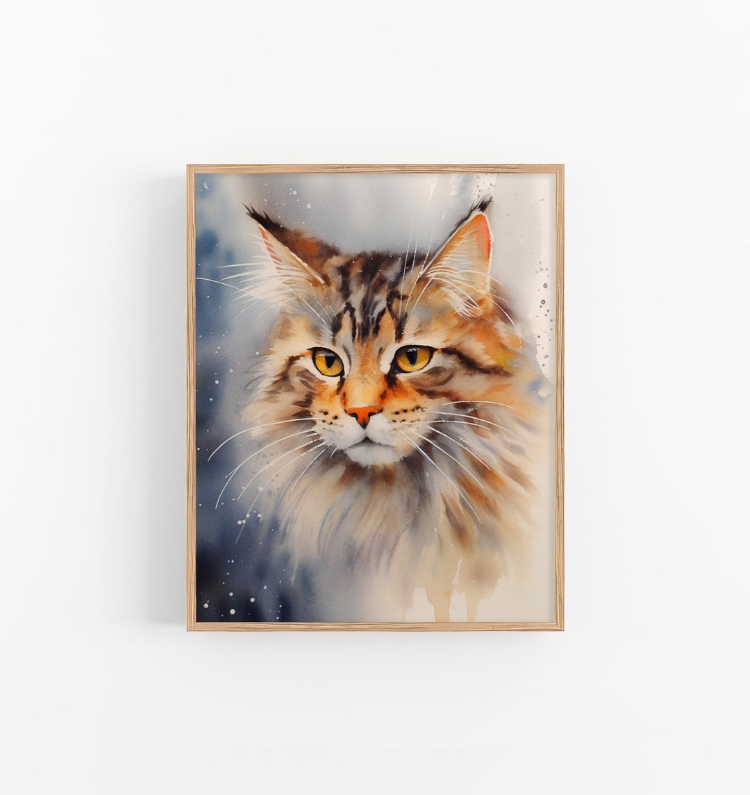 Cat Portrait Watercolor Art Print Pet Watercolor Painting Animals Wall ...