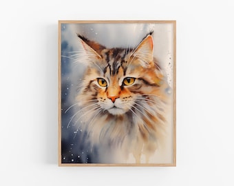 Cat Portrait Watercolor Art Print Pet Watercolor Painting Animals Wall Art Decor Gifts by FeelingPrints