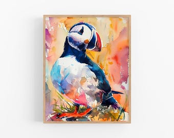 Puffin Watercolor Painting Puffin Watercolor Art Print Bird Artwork Animals Wall Art Print Gifts by FeelingPrints