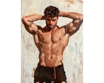 Male Figure Painting Art Print Gay Modern Art Male Portrait Wall Art Bedroom Decor Gift for Gay by FeelingPrints