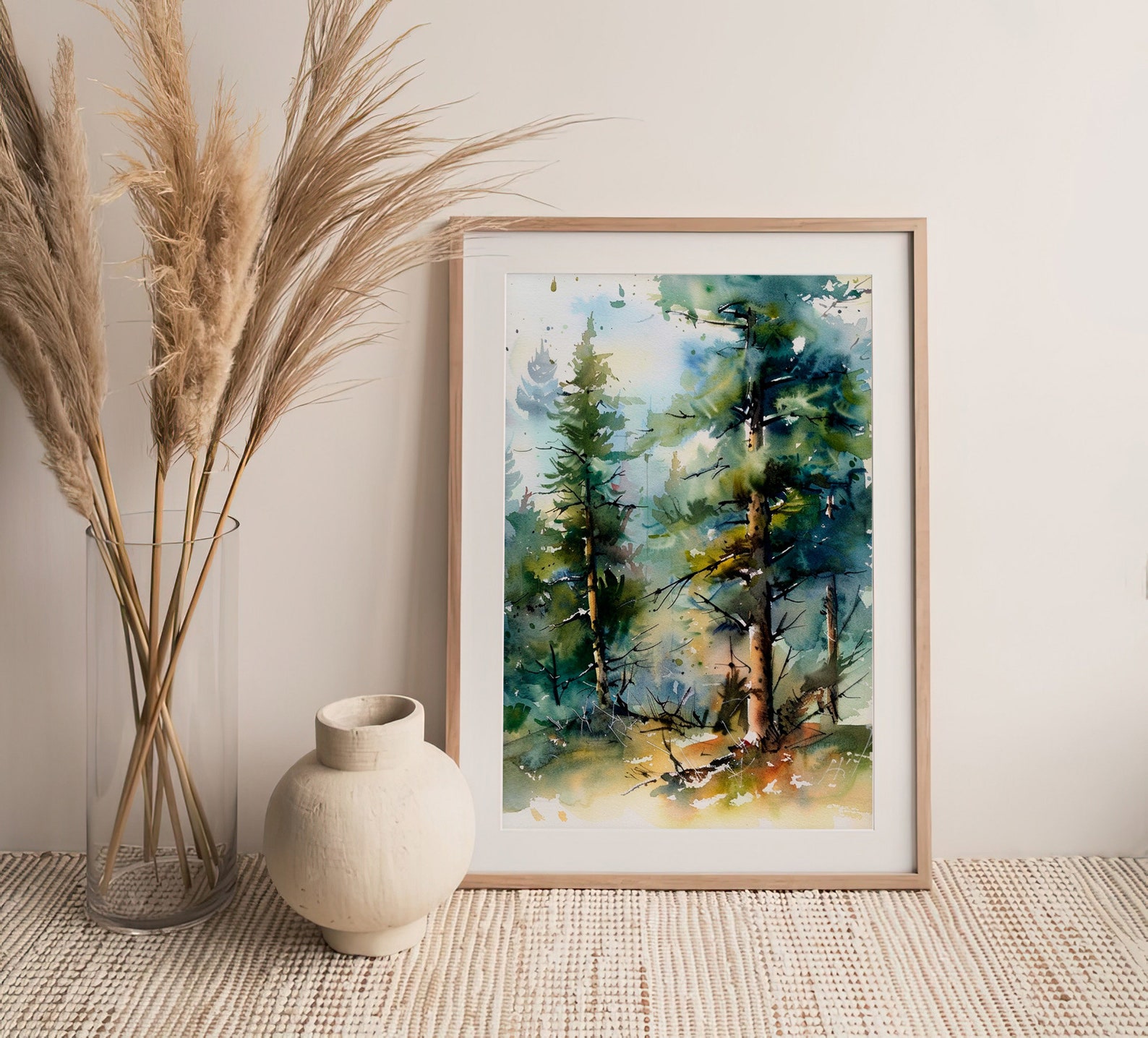 Pine Forest Watercolor Painting Pine Trees Art Print Colorado Forest ...