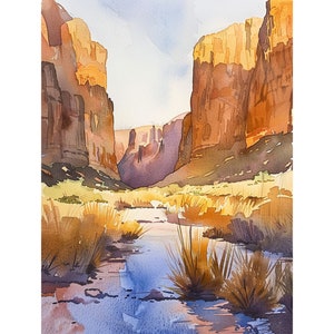 Big Bend Art Print Texas National Park Painting Mountains Wall Art Print Decor for Home by FeelingPrints