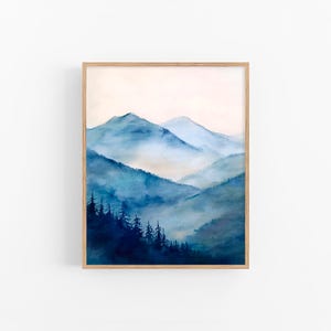 Blue Ridge Landscape Watercolor Art Print Mountains Watercolor Art Painting Landscape Art Poster by FeelingPrints