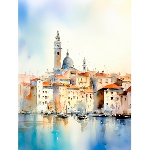 ヴェネツィアの絵画 イタリア 水彩画 アートプリント イタリアの街並み