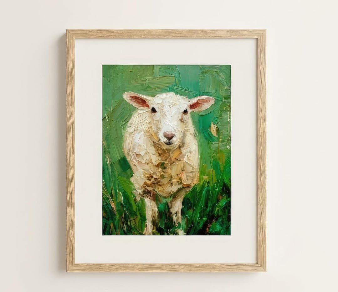 Sheep Oil Painting Art Print Farm Animal Artwork Wall Art Cottagecore ...
