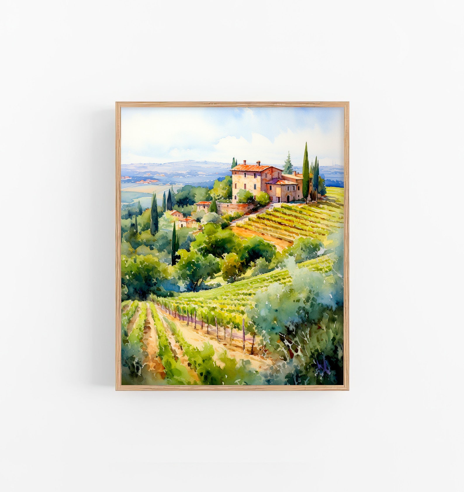 California Napa Valley Winery Watercolor Art Print Vineyard Travel ...