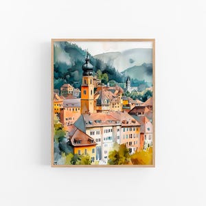 Heidelberg Cityscape Watercolor Painting Germany Watercolor Art Print Travel Gifts by FeelingPrints
