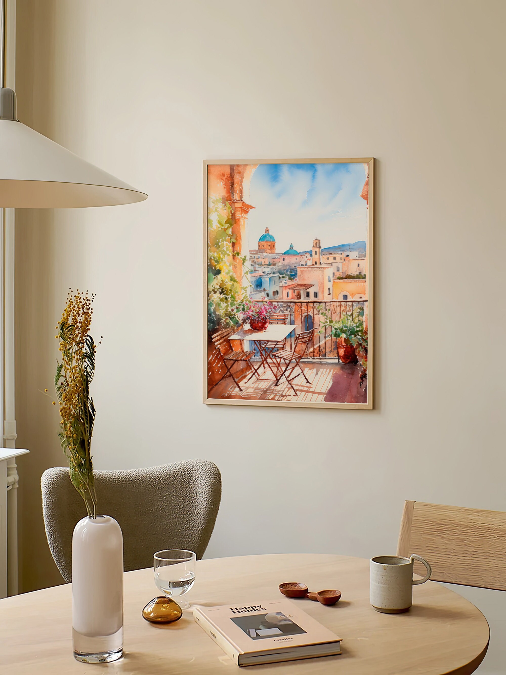 シチリア島の絵画 イタリア 水彩画 アートプリント 都市景観 アート