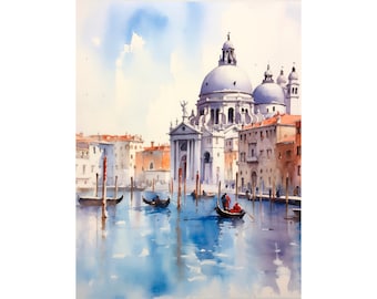 ヴェネツィアの絵画 イタリア 水彩画 アートプリント イタリアの街並み