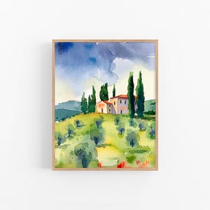 Tuscany Watercolor Painting Italian House Watercolor Art Print Italy Wall Art Print Gifts by FeelingPrints