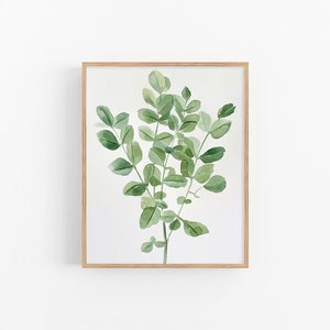 Stampa artistica botanica verde con acquerello, decorazione floreale da parete, opera d'arte minimalista di FeelingPrints