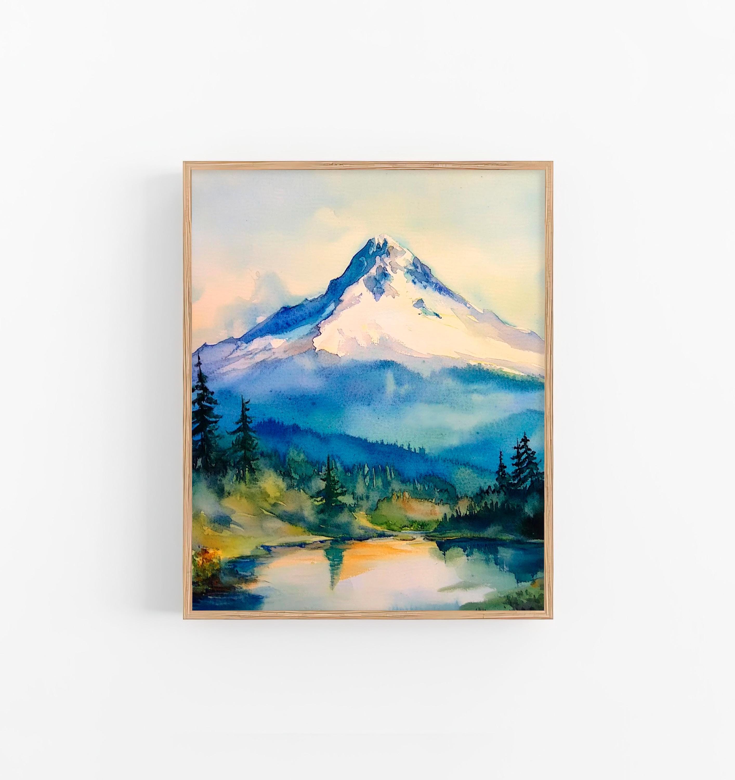 【DISCERNMENT】Water painting standard painting hood Mount Hood Wall Art, Mt Hood PRINT, Mt. Hood Wall Decor
