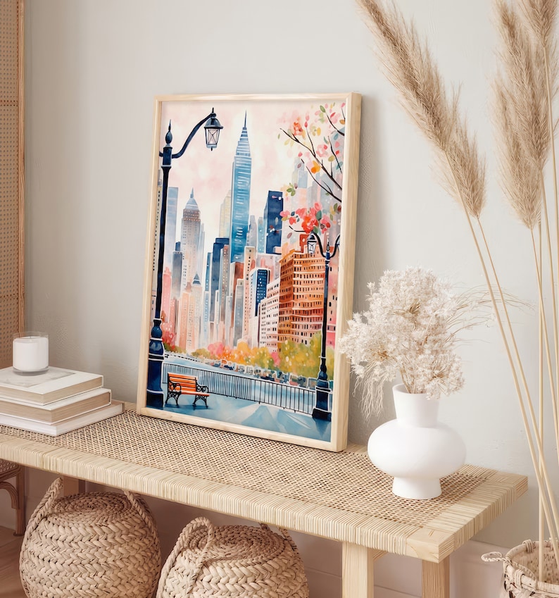 New York City Art Print Painting Cityscape Watercolor Art Print Travel ...