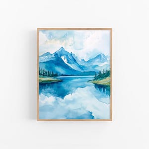 Rocky Mountains Watercolor Painting Mountains Art Print Colorado Landscape Wall Art Poster Travel Gifts by FeelingPrints