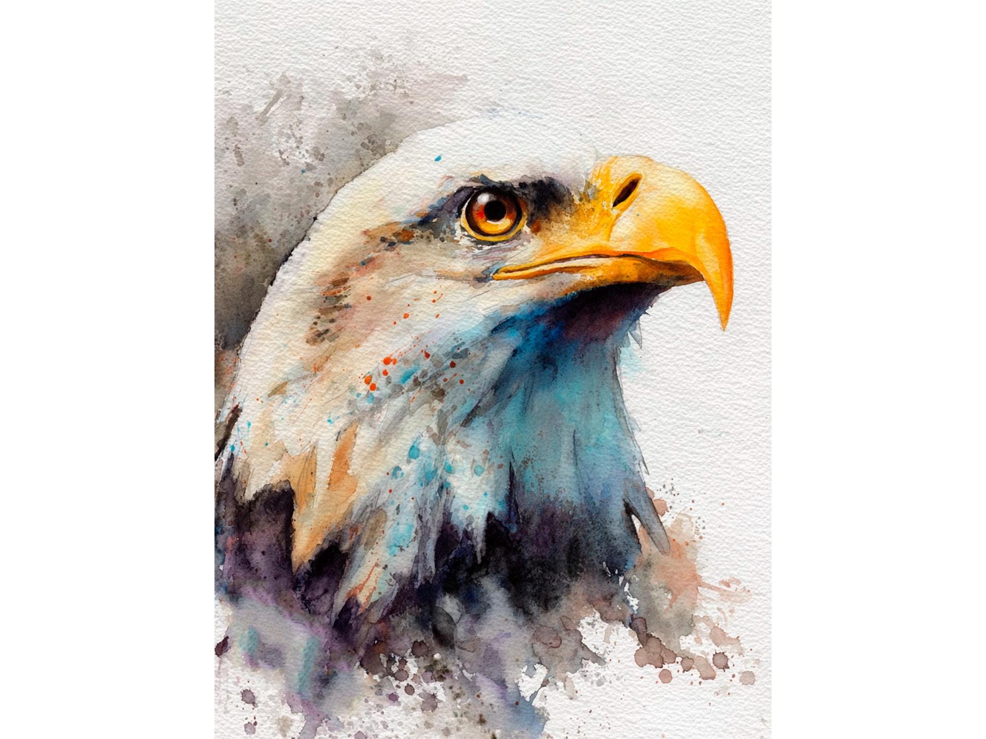 リアリズム 油彩 鷲 絵画 白頭ワシの水彩画プリント 雄大な鳥のアート 愛国的な野生動物の絵画