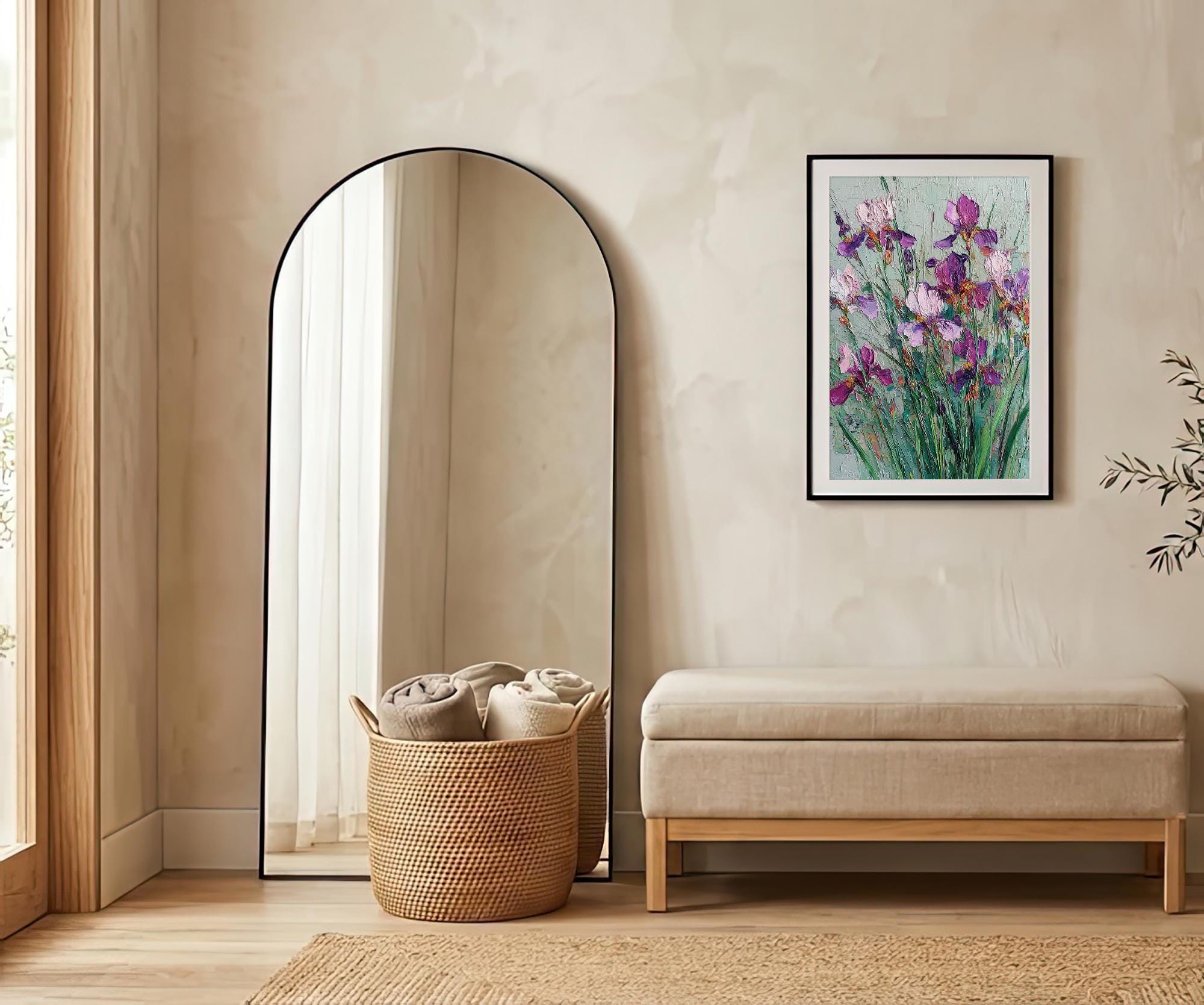 Iris Painting Art Print Purple Flowers Impasto Artwork Wall Art ...
