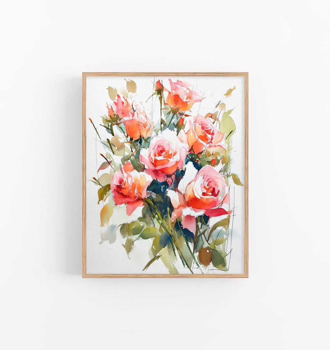 Pink Rose Watercolor Painting Floral Art Print Botanical Wall Decor ...