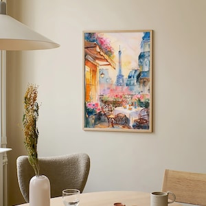 Paris Breakfast Cityscape Watercolor Art Print Paris Cafe Watercolor Art Cityscape Artwork Travel Art Poster by FeelingPrints image 10