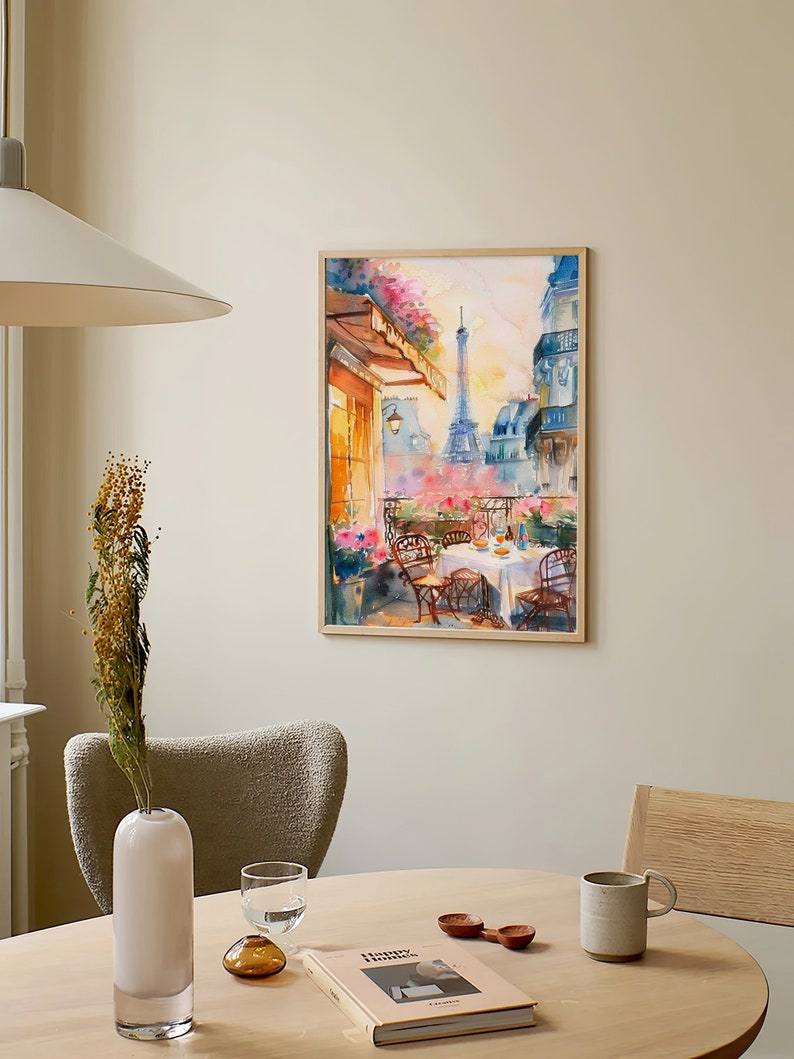 Paris Breakfast Cityscape Watercolor Art Print Paris Cafe Watercolor Art Cityscape Artwork Travel Art Poster by FeelingPrints image 10