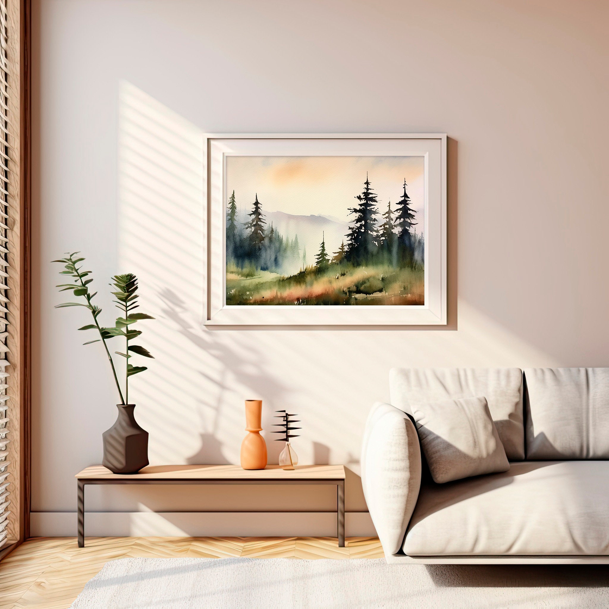 Shenandoah Wall Painting Virginia Landscape Art Print Misty Pine Forest ...