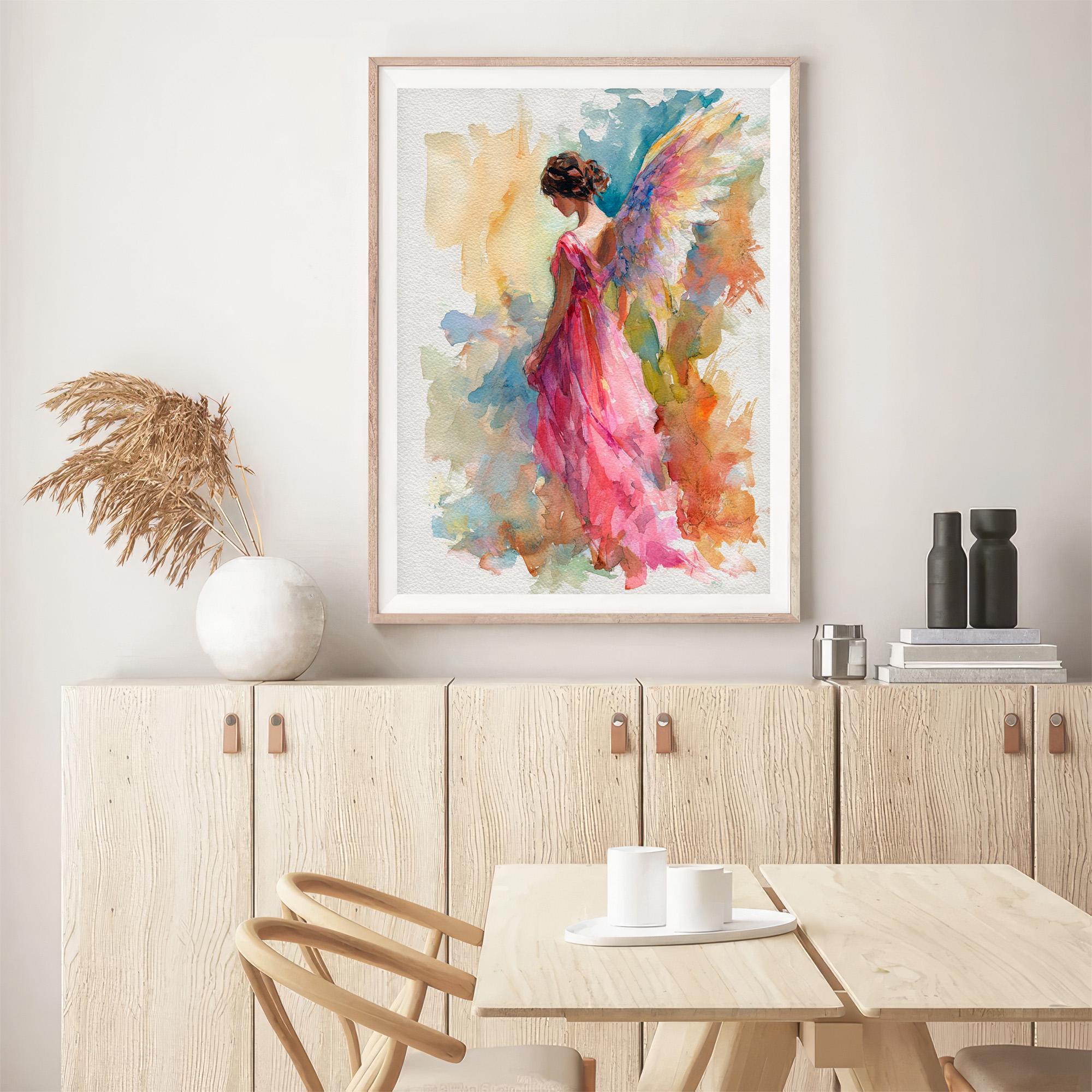 FeelingPrintsによる天使の水彩画、天使の羽の水彩画アートプリント