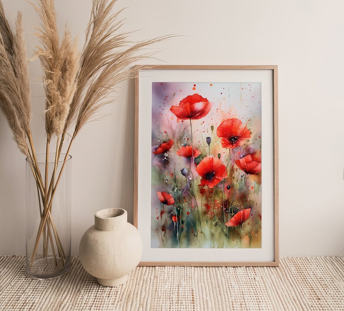 Red Poppy Watercolor Art Print Floral Artwork Flowers Watercolor Art - Etsy