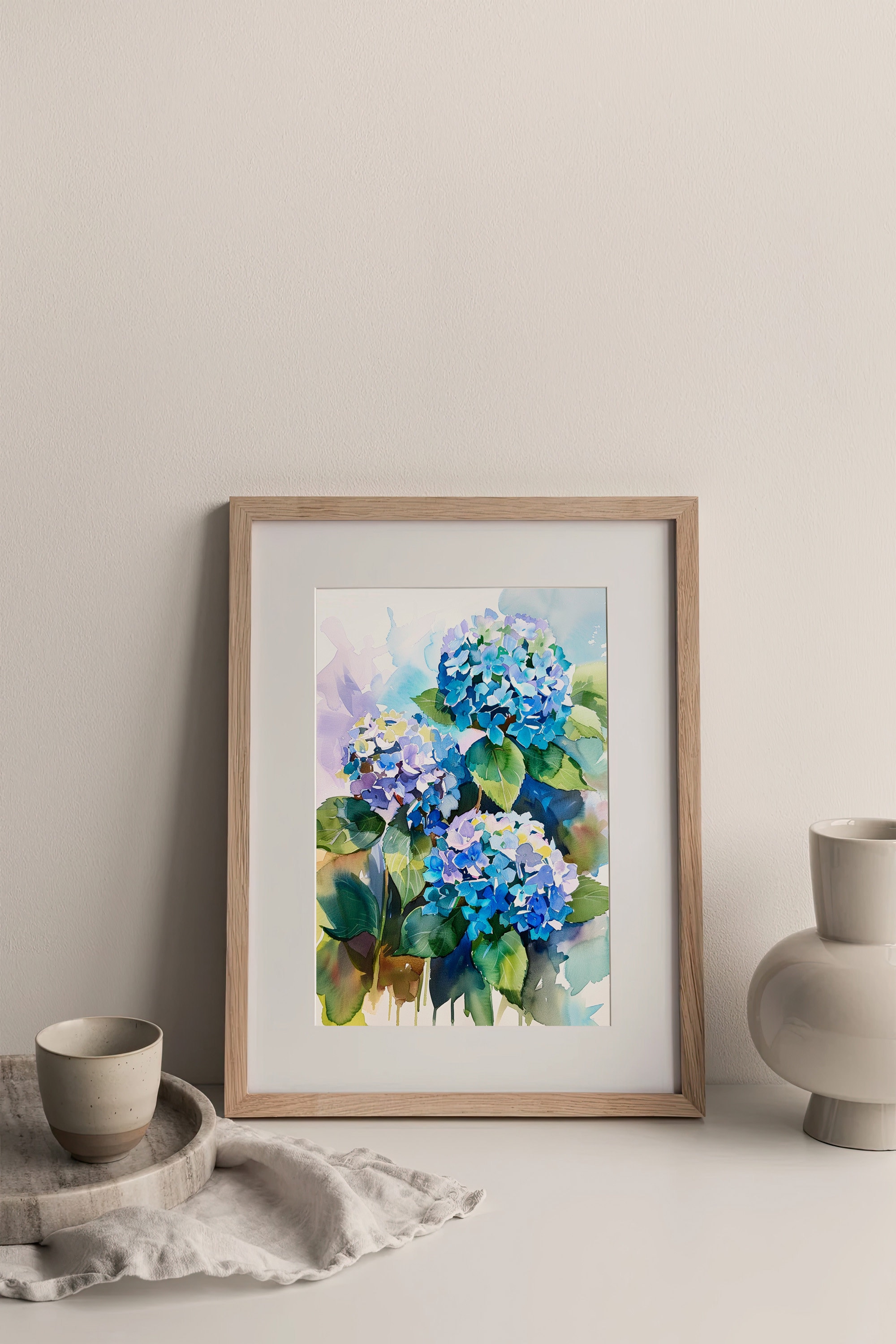 Blue Hydrangea Flowers Watercolor Art Print Floral Art Print Spring Art ...