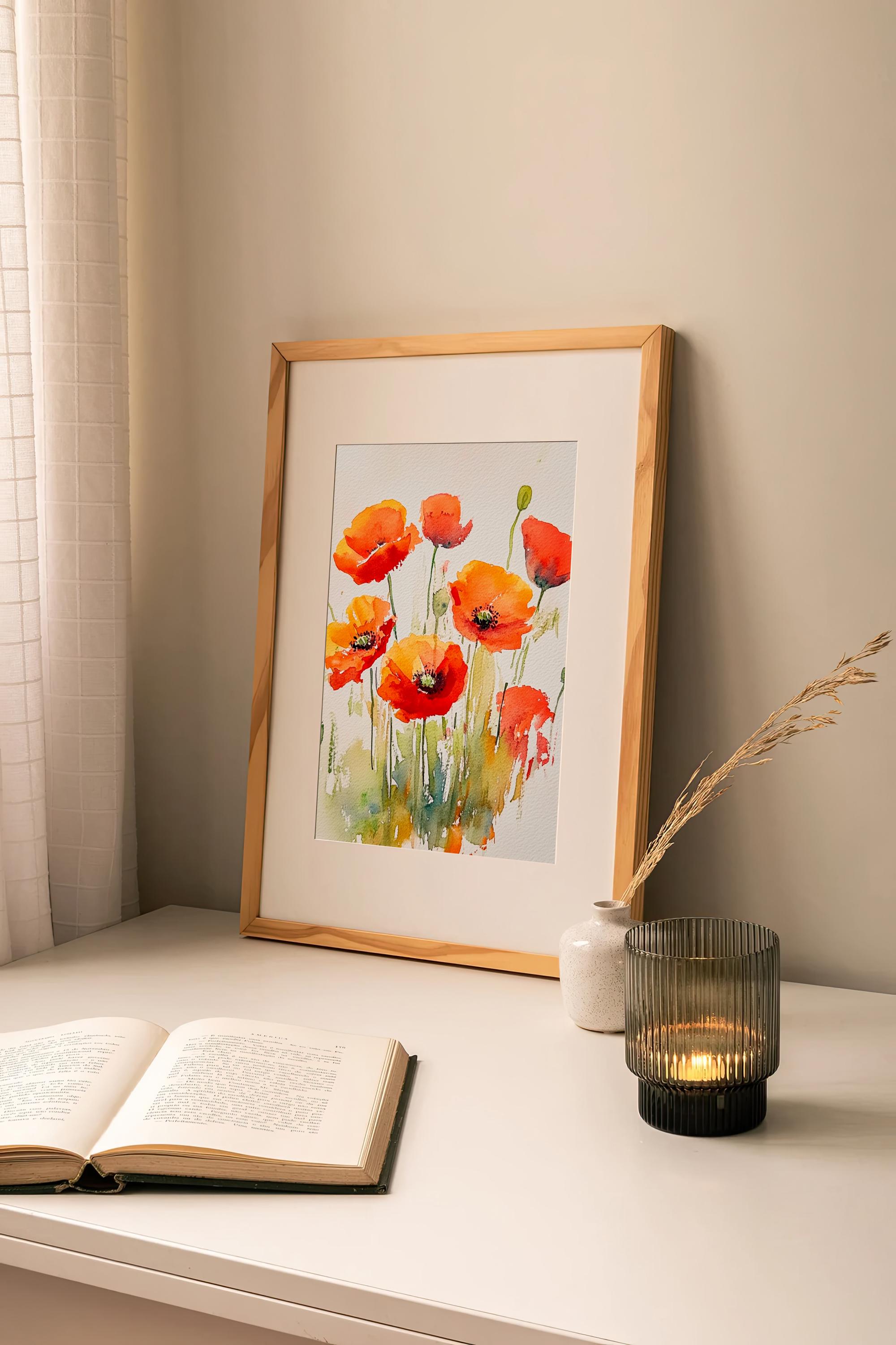 Poppies Watercolor Painting Floral Art Print Meadow Flowers Wall Art ...