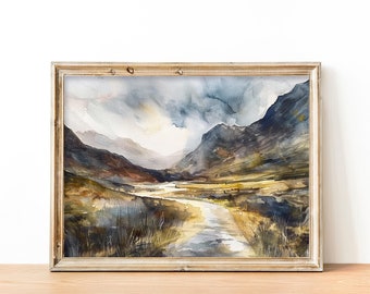 Isle of Skye Watercolor Art Print Scotland Landscape Watercolor Painting Mountains Artwork Travel Gifts by FeelingPrints